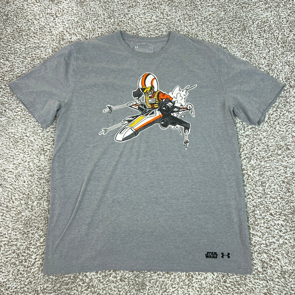 Under Armour Shirt Mens Large Gray Star Wars X Wing HeatGear Graphic T Shirt
